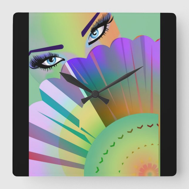 Relógio Quadrado Lady Fan Clock (Frente)