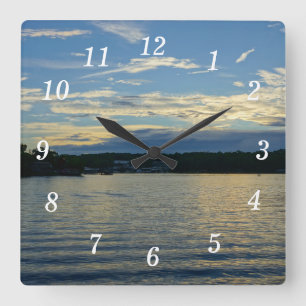 Relógio Quadrado Lago De Ozarks Blue Sunset Wall Clock