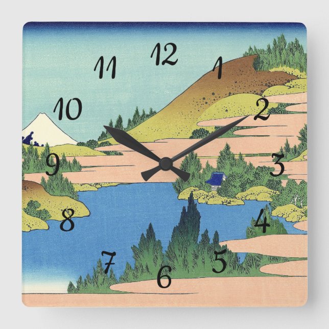 Relógio Quadrado Lago Hokusai Hakone na província de Sagami (Frente)