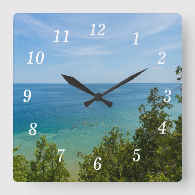 Relógio Quadrado Lago Huron Lookout Wall Clock (Frente)