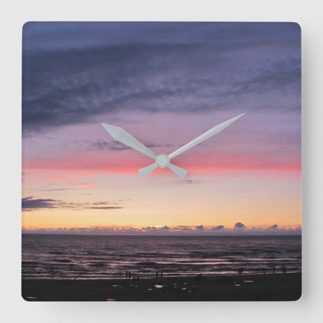 Relógio Quadrado Lago Michigan Sunset Acryall Clock (Frente)