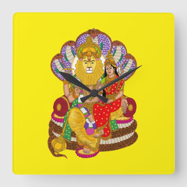 Relógio Quadrado Lakshmi Narasimha Wall Clock (Frente)