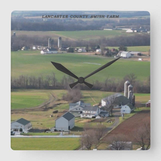 Relógio Quadrado Lancaster County Amish Farm wall clock (Frente)