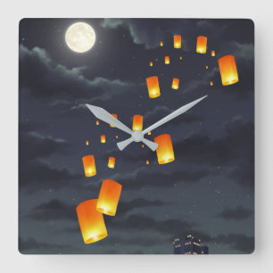 Relógio Quadrado Lanterna/lâmpada amarela/luz noturna