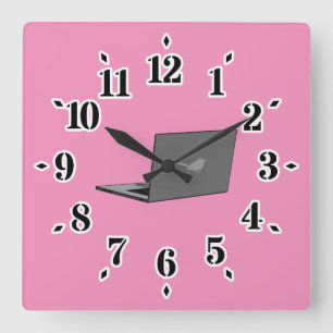 Relógio Quadrado Laptop com a cinza do logotipo Bird