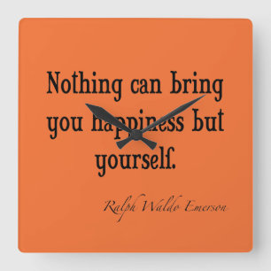 Relógio Quadrado Laranja da nectarina das citações da felicidade 