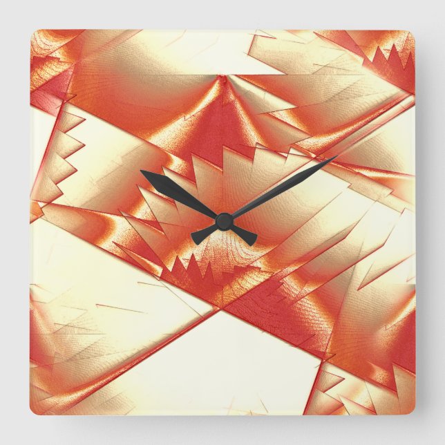 Relógio Quadrado laranja ouro a bege, bruto digitalizado (Frente)