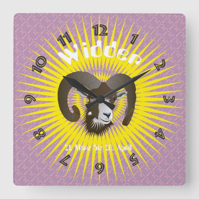 Relógio Quadrado Largura 21. März bis 20. April Uhr (Frente)