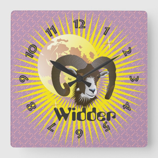 Relógio Quadrado Largura 21. März bis 20. April Uhr (Frente)