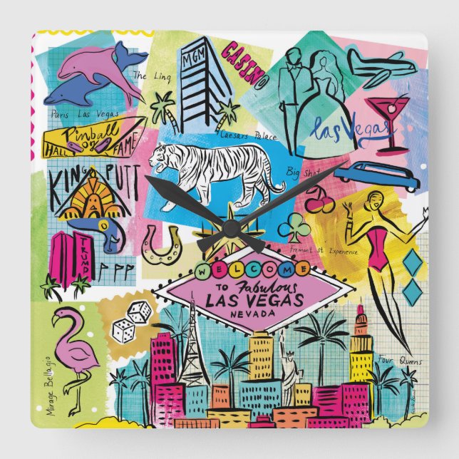 Relógio Quadrado Las Vegas, Nevada (Frente)