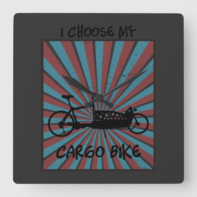 Relógio Quadrado Lastenrad im Auge mit Strahlen und Spruch (Frente)