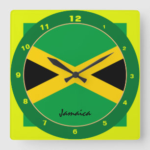 Relógio Quadrado Latência jamaicana Flag e Jamaica /design