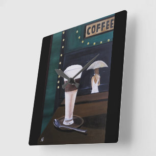 Relógio Quadrado Latte Macchiato Pintura de Alfred Fox
