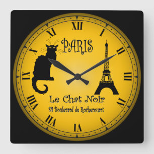 Relógio Quadrado Le Cabaret du Chat Noir ~ O gato preto Cabaret ~