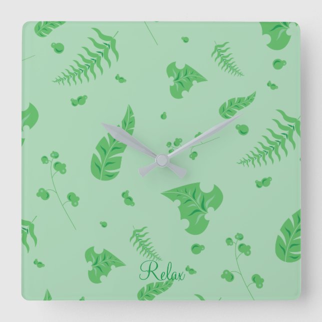 Relógio Quadrado Leafy (Frente)