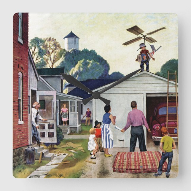 Relógio Quadrado Learning to Fly (Frente)