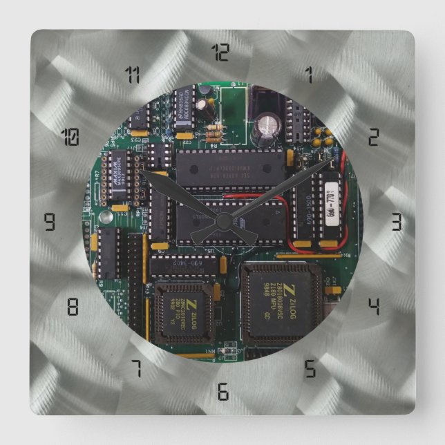 Relógio Quadrado LED simulado de PCB sob a forma de pressão em alum (Frente)