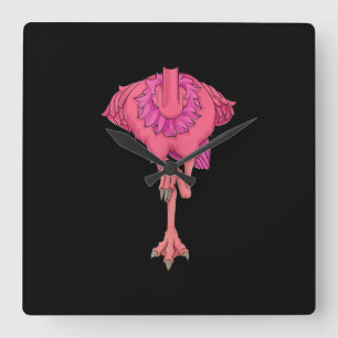 Relógio Quadrado Legal Flamingo Halloween Figurume Engraçado