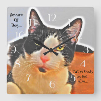 Relógio Quadrado Legal Gato Tuxedo