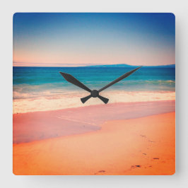 Relógio Quadrado Legal Vintage Overlay Style Beach Photo