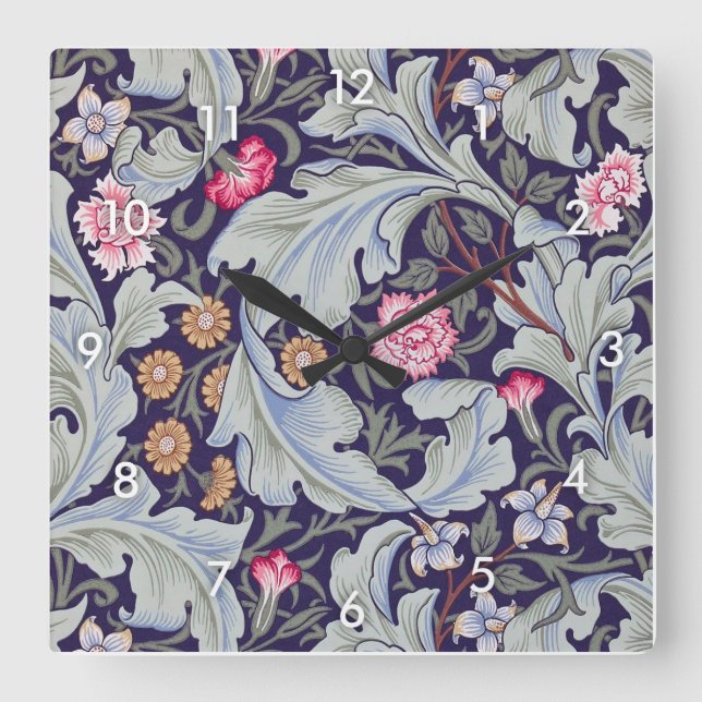 Relógio Quadrado Leicester, William Morris (Frente)