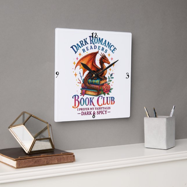 Relógio Quadrado Leitores Romanichéis Escuros... (Escritório)