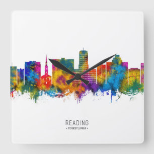 Relógio Quadrado Leitura da Linha Skyline da Pensilvânia
