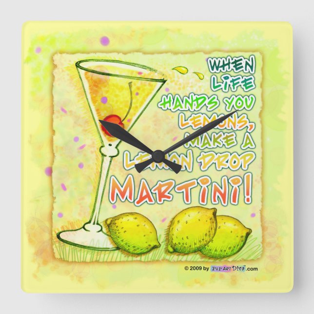 RELÓGIO QUADRADO LEMON DROP MARTINI WALL CLOCK (Frente)