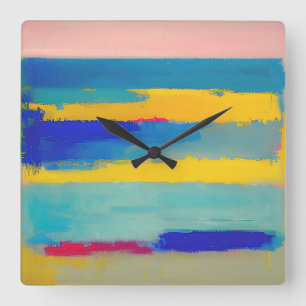 Relógio Quadrado "Lemonade Lullaby" Abstrato Art