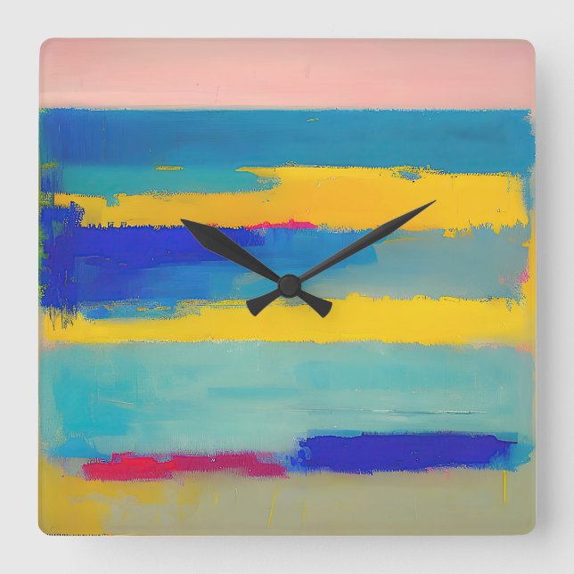 Relógio Quadrado "Lemonade Lullaby" Abstrato Art (Frente)