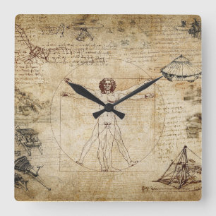 Relógio Quadrado Leonardo Da Vinci Vitruvian Man