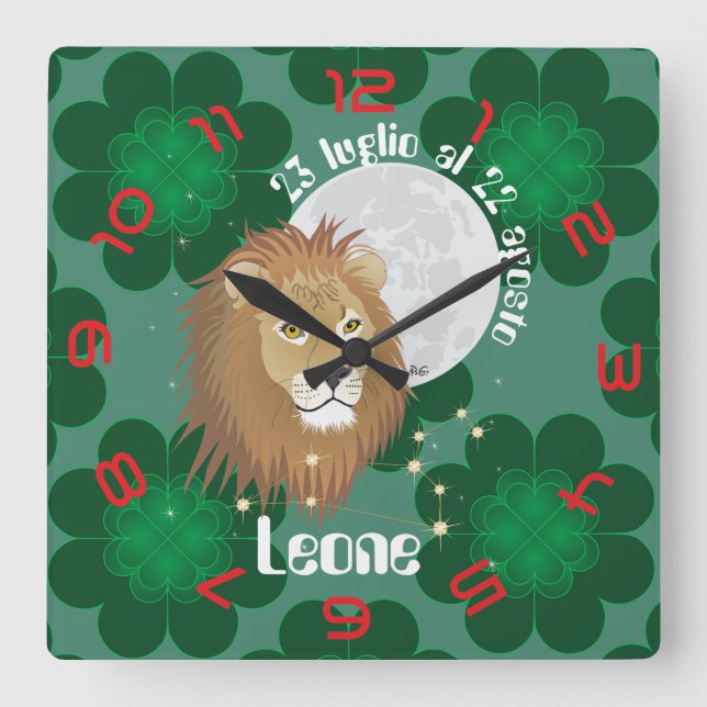 Relógio Quadrado Leone 23 al 22 Orologio luglio agosto (Frente)