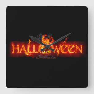 Relógio Quadrado Letras ardentes maciças do SlipperyJoe no Hallowee