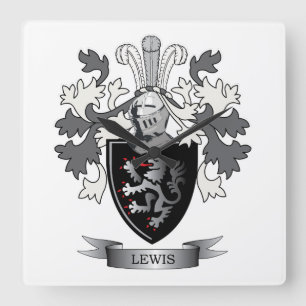 Relógio Quadrado Lewis Family Crest Casaco de Armas