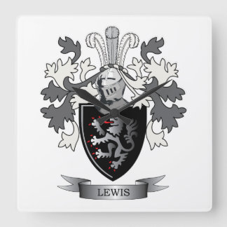 Relógio Quadrado Lewis Family Crest Casaco de Armas