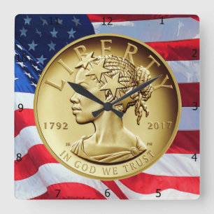 Relógio Quadrado Liberdade Americana 2017
