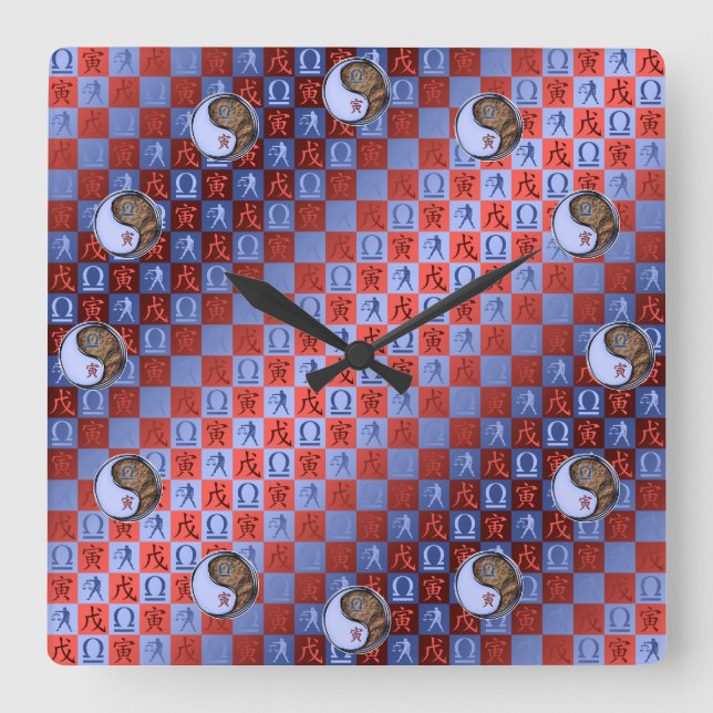 Relógio Quadrado Libra & Earth Tiger (Frente)