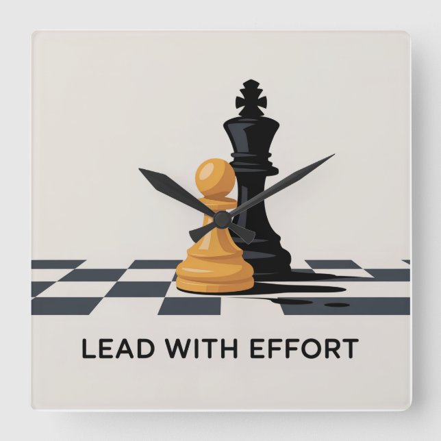 Relógio Quadrado Liderar Com Esforço (Frente)