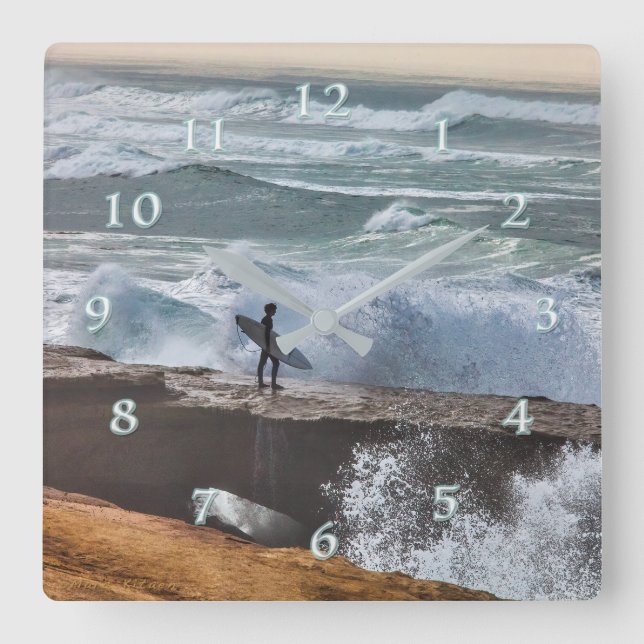 Relógio Quadrado Ligação à Sobremesa prateada 2 (Frente)