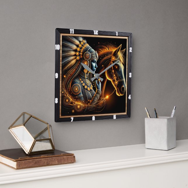 Relógio Quadrado Ligação Enigmática entre um Guerreiro e um Estalhã (Escritório)