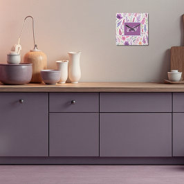Relógio Quadrado Lila-rosa-romântica Pastel Botânica Primavera Mead