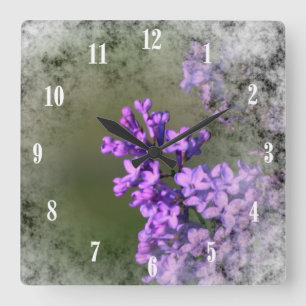 Relógio Quadrado Lilac Flower