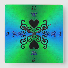 Relógio Quadrado Lily and Heart on Rainbow