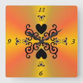 Relógio Quadrado Lily and Heart on Rainbow