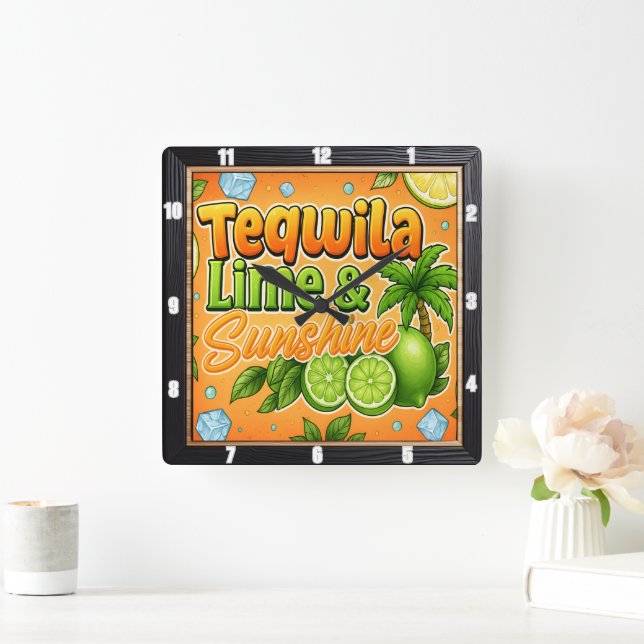 Relógio Quadrado Limão de tequila (Lar)
