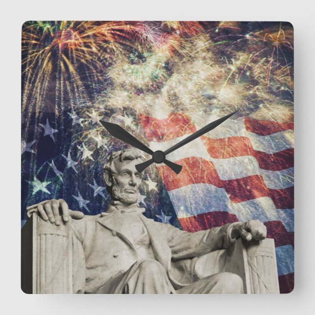 Relógio Quadrado Lincoln American , 4 de julho de Celebração (Frente)