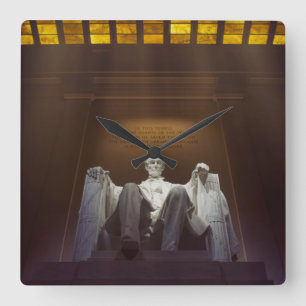 Relógio Quadrado Lincoln Memorial Statu Com Inscrição
