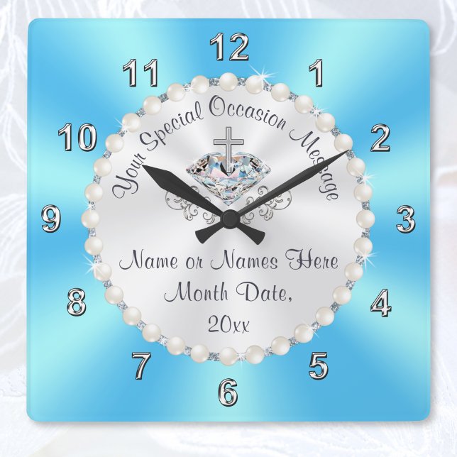 Relógio Quadrado Linda, Christian Wall Clocks para qualquer ocasião (Christian wedding gifts or Christian bridal shower gifts. Perfect for 60 year anniversary presents.)