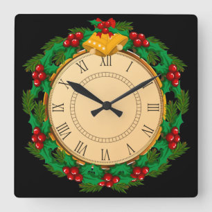 Relógio Quadrado Linda Vintage Face Romana Numero Natal