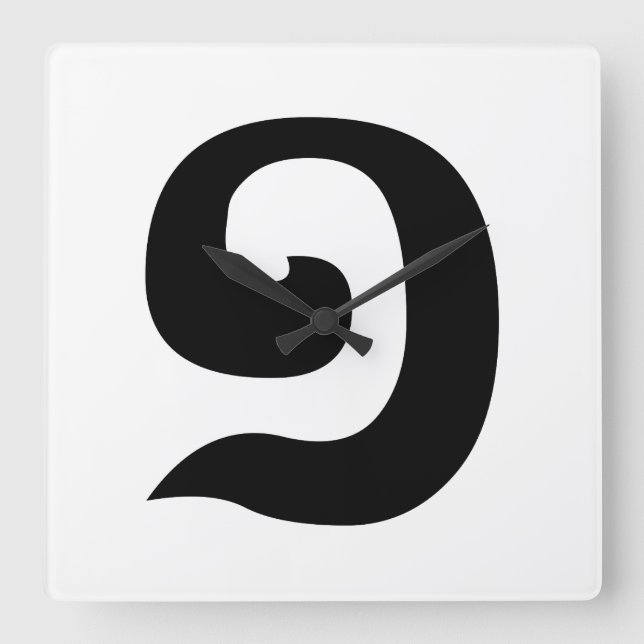 Relógio Quadrado Língua Khmer do Cambojano Número 1 / Um / ១ (Mujj) (Frente)